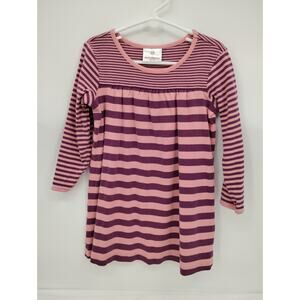 Hanna Andersson Pink Purple Stripe Dress Tunic Long Sleeve size 100 cm 4 US